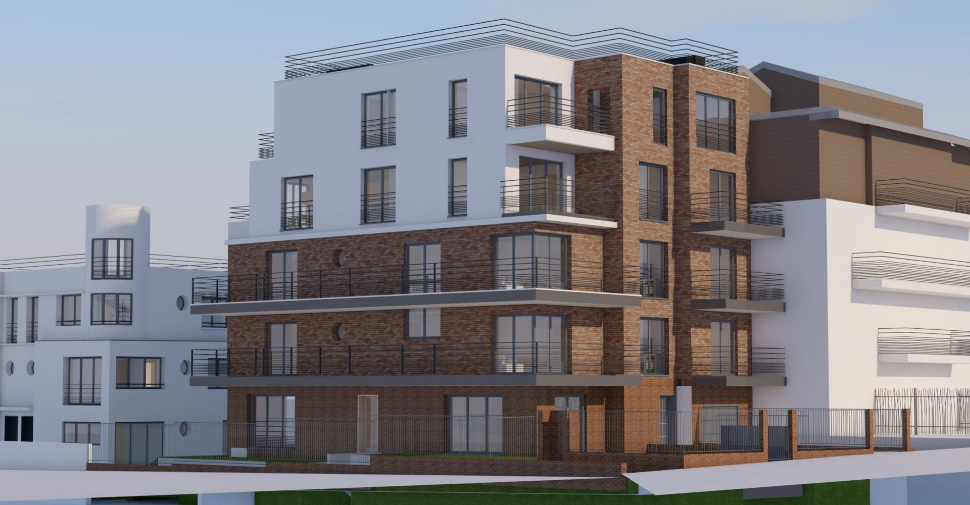 Vue du projet d’immeuble de sept logements à Garches